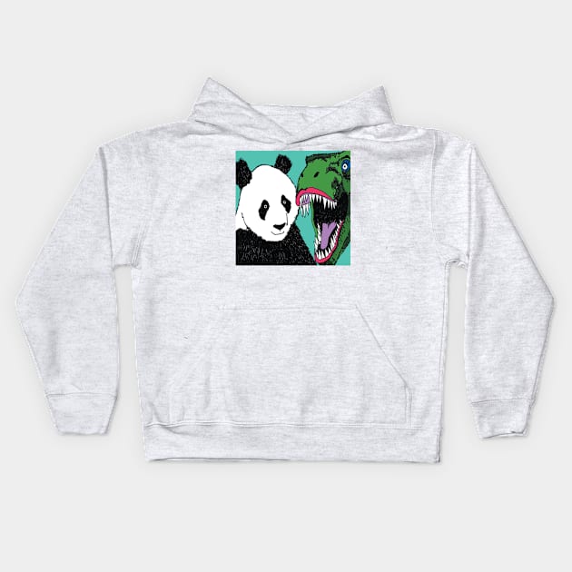 Panda & Glamoursaurus Rex Kids Hoodie by JurassicPanda